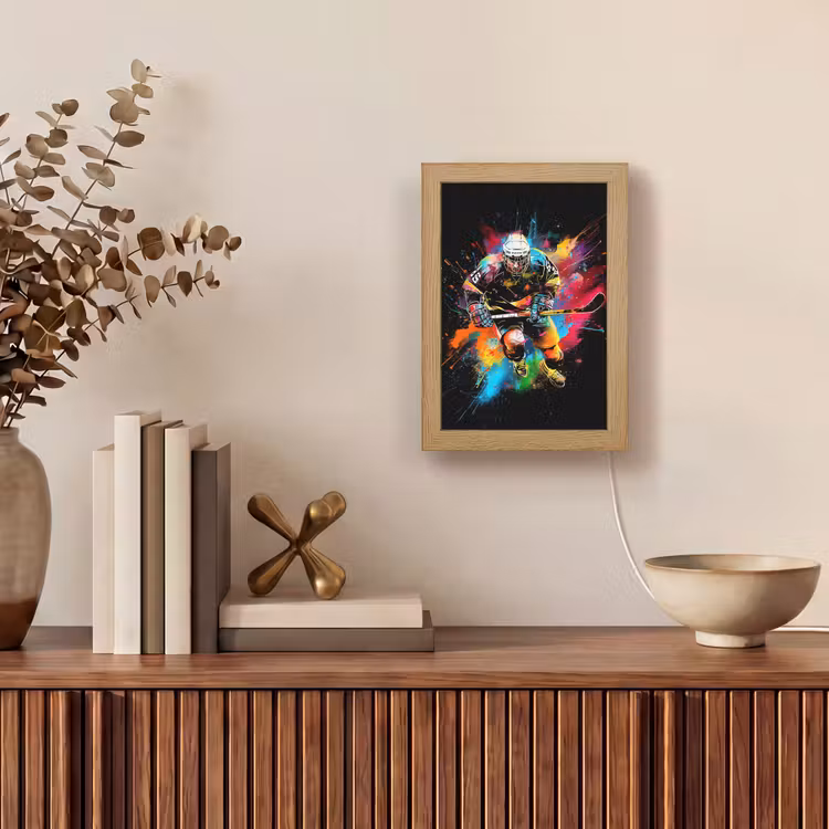 Graffiti - Sport - IJshockey - Hockey Light Box met kabel (Tafellamp) klein -sfeer2
