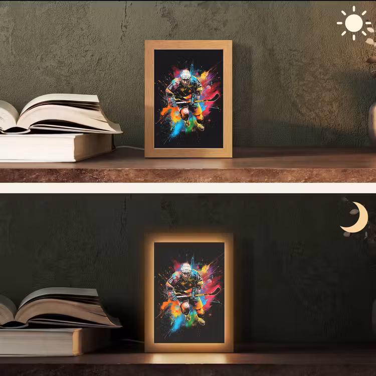 Graffiti - Sport - IJshockey - Hockey Light Box met kabel (Tafellamp) klein -sfeer3