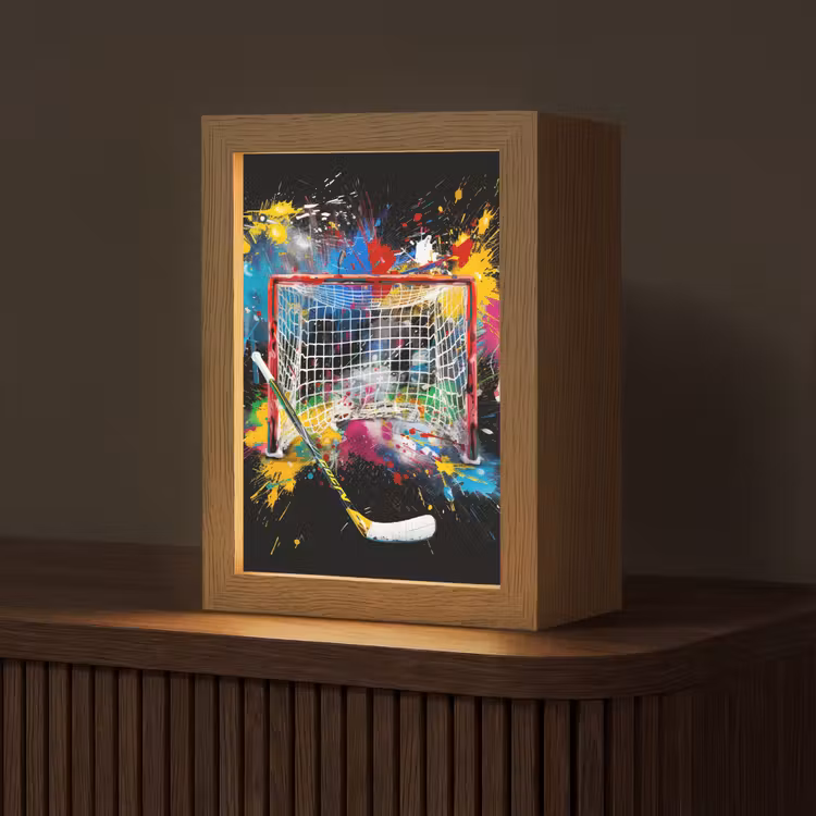 Graffiti - Sport - IJshockey - Hockey goal Light Box met kabel (Tafellamp) klein -z3d_website