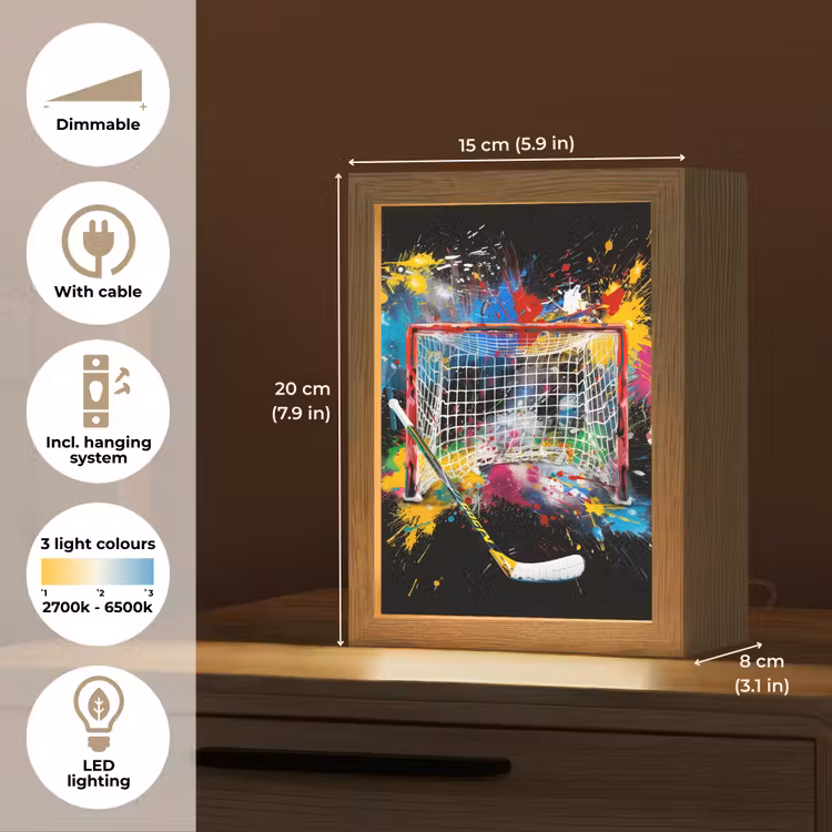 Graffiti - Sport - IJshockey - Hockey goal Light Box met kabel (Tafellamp) klein -USP_EN
