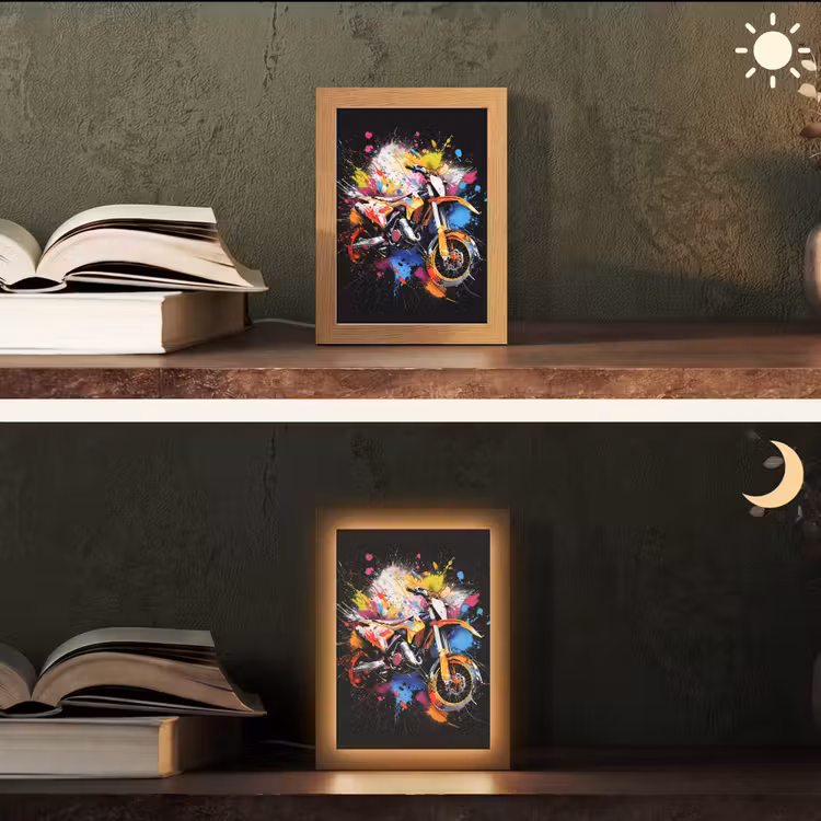 Graffiti - Sport - Motor - Motorcross Light Box met kabel (Tafellamp) klein -sfeer3