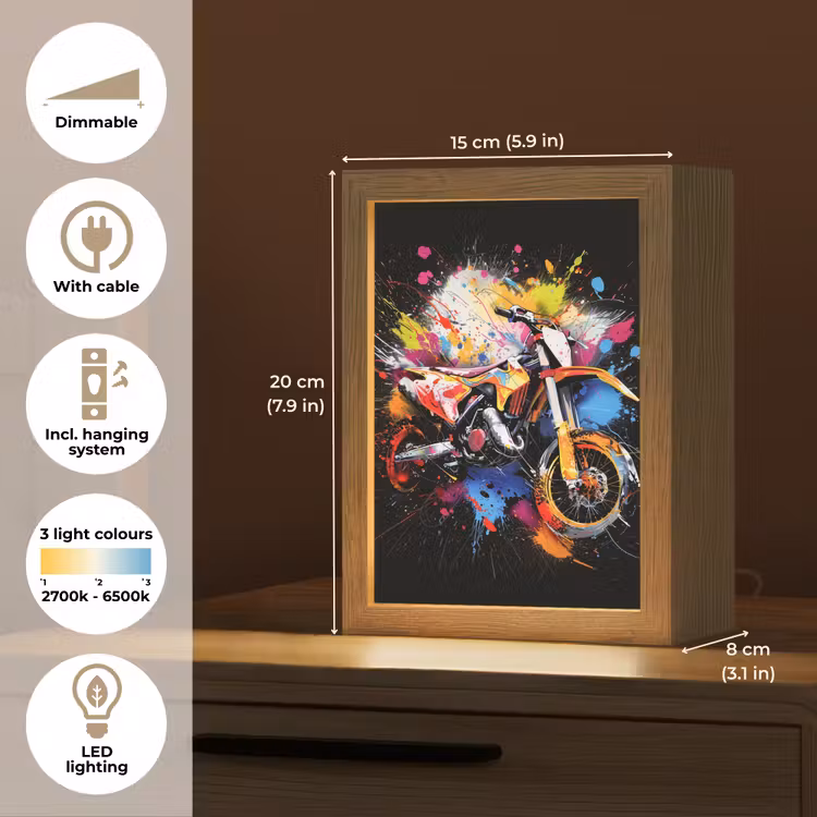Graffiti - Sport - Motor - Motorcross Light Box met kabel (Tafellamp) klein -USP_EN