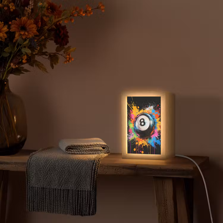 Graffiti - Sport - Pool bal - Biljart Light Box met kabel (Tafellamp) klein -sfeer4