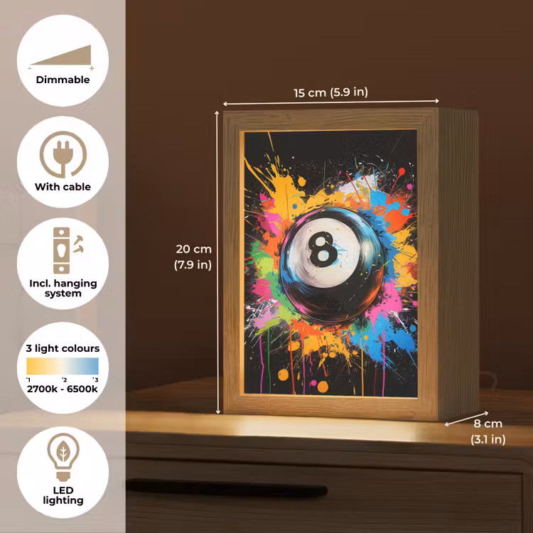 Graffiti - Sport - Pool bal - Biljart Light Box met kabel (Tafellamp) klein -USP_EN