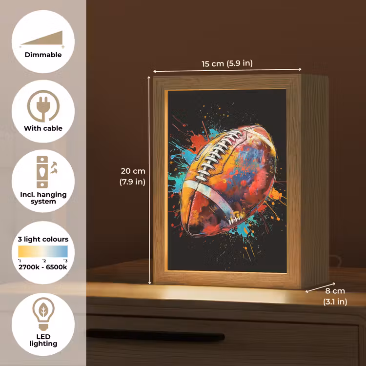 Graffiti - Sport - Rugby - American Football Light Box met kabel (Tafellamp) klein -USP_EN