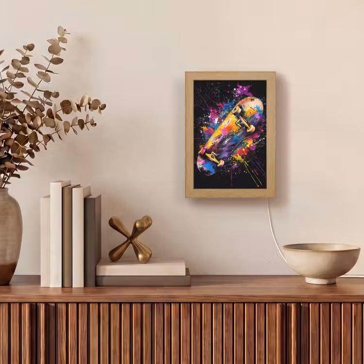 Graffiti - Sport - Skateboard - Skate Light Box met kabel (Tafellamp) klein -sfeer2