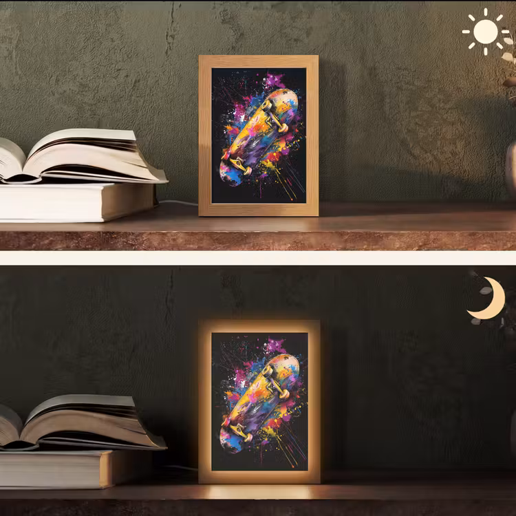 Graffiti - Sport - Skateboard - Skate Light Box met kabel (Tafellamp) klein -sfeer3