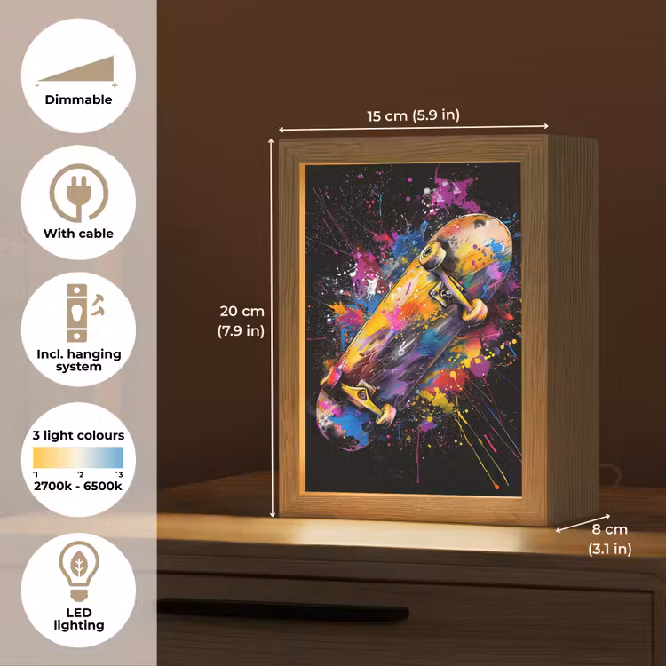 Graffiti - Sport - Skateboard - Skate Light Box met kabel (Tafellamp) klein -USP_EN