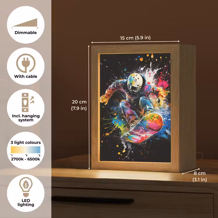 Graffiti - Sport - Snowboarden - Wintersport Light Box met kabel (Tafellamp) klein -USP_EN