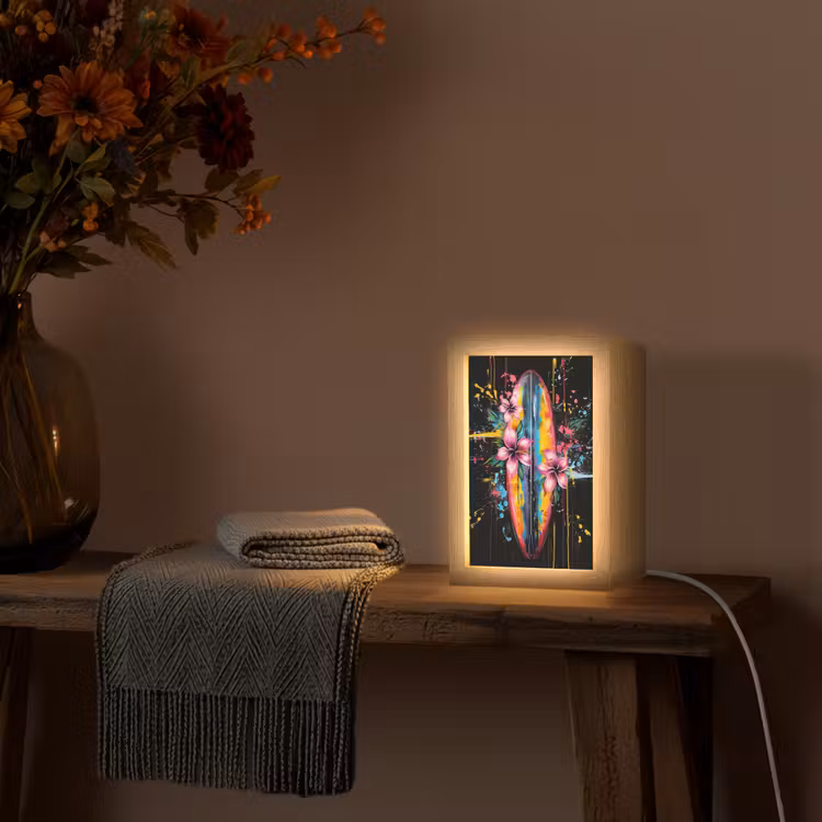 Graffiti - Sport - Surfen - Zomer Light Box met kabel (Tafellamp) klein -sfeer4