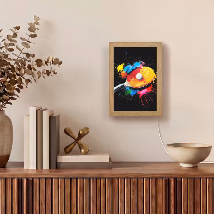 Graffiti - Sport - Tafeltennis - Verf Light Box met kabel (Tafellamp) klein -sfeer2
