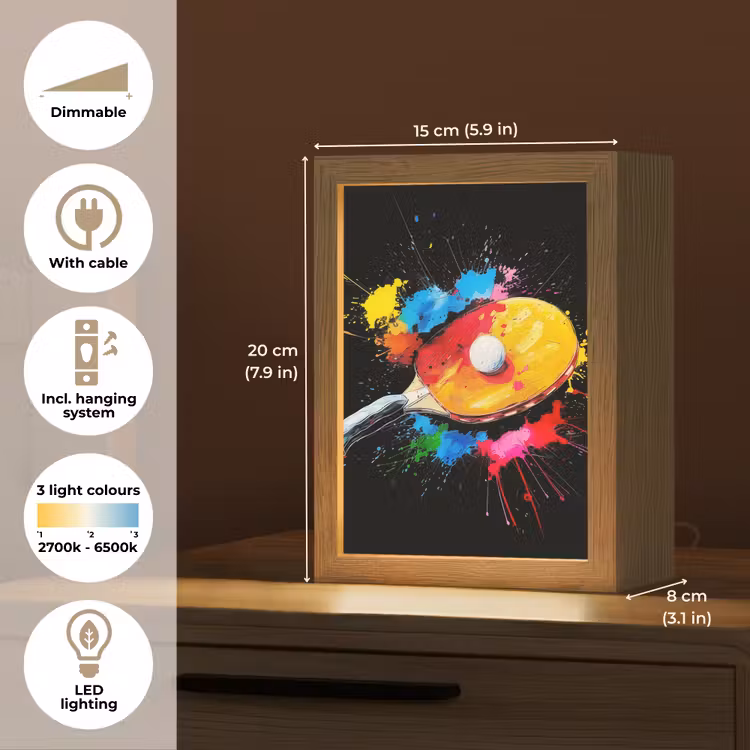 Graffiti - Sport - Tafeltennis - Verf Light Box met kabel (Tafellamp) klein -USP_EN