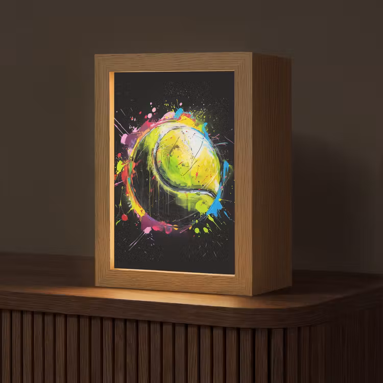 Graffiti - Sport - Tennis - Padel - Bal Light Box met kabel (Tafellamp) klein -z3d_website