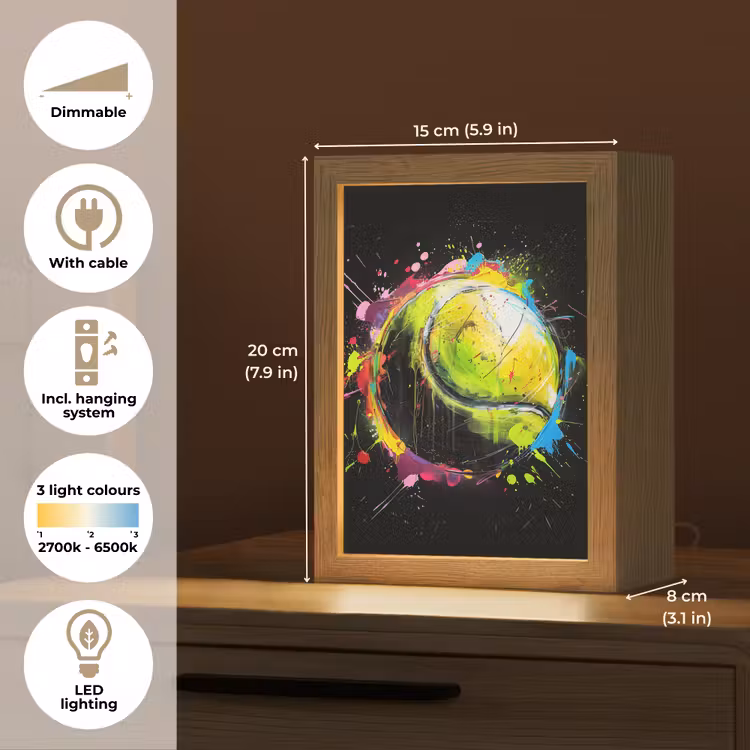 Graffiti - Sport - Tennis - Padel - Bal Light Box met kabel (Tafellamp) klein -USP_EN