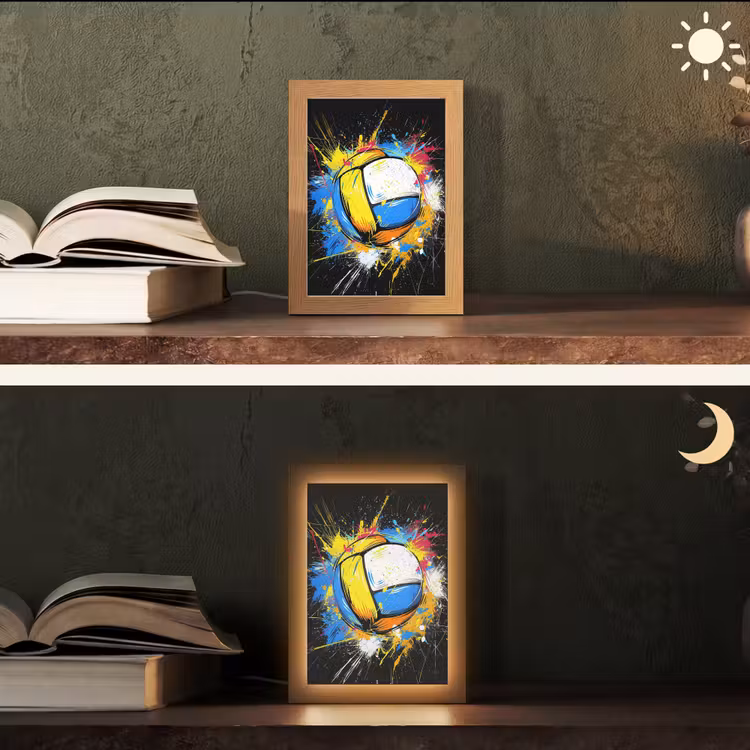 Graffiti - Sport - Volleybal - Bal Light Box met kabel (Tafellamp) klein -sfeer3