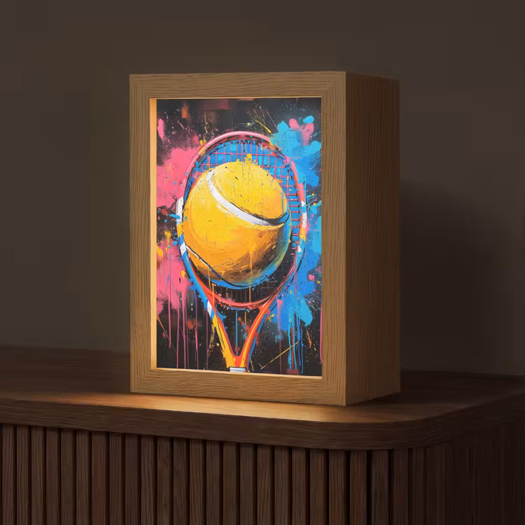 Graffiti - Tennis - Sport - Racket Light Box met kabel (Tafellamp) klein -z3d_website