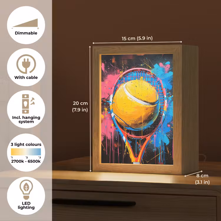 Graffiti - Tennis - Sport - Racket Light Box met kabel (Tafellamp) klein -USP_EN