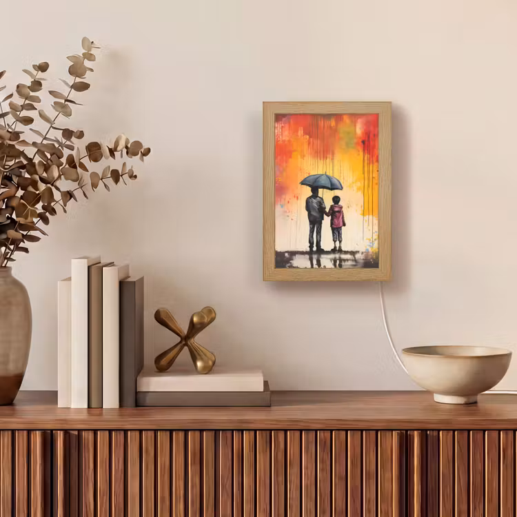 Graffiti - Paraplu - Mensen - Kleuren - Kunst Light Box met kabel (Tafellamp) klein -sfeer2