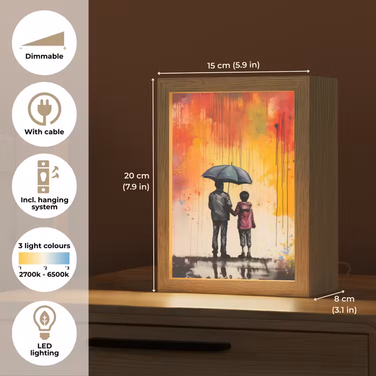 Graffiti - Paraplu - Mensen - Kleuren - Kunst Light Box met kabel (Tafellamp) klein -USP_EN