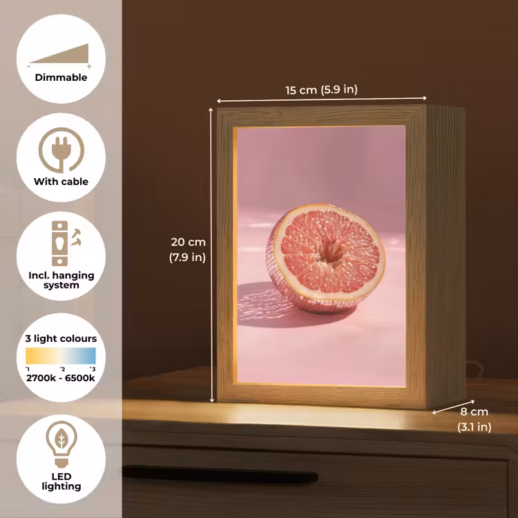Grapefruit - Roze - Disco - Shiny Light Box met kabel (Tafellamp) klein -USP_EN