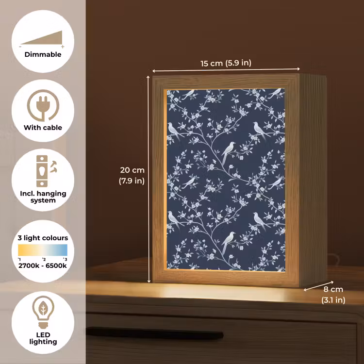Grafisch - Bloesemtak - Blauw Light Box met kabel (Tafellamp) klein 925 -USP_EN