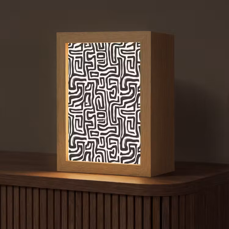 Grafisch - Lijnen - Zwart - Wit Light Box met kabel (Tafellamp) klein 925 -z3d_website