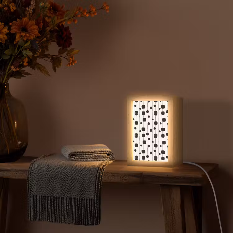 Grafisch - Modern - Zwart Light Box met kabel (Tafellamp) klein 925 -sfeer4