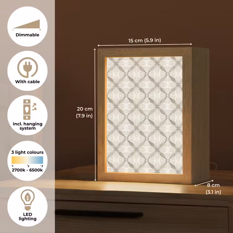Grafisch - Patroon - Grijs Light Box met kabel (Tafellamp) klein 925 -USP_EN