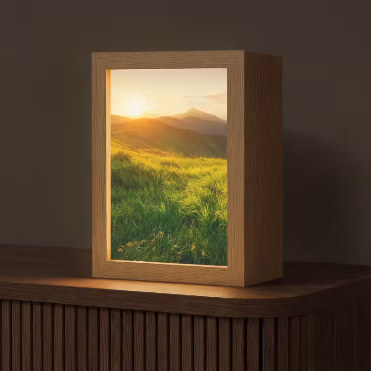 Gras - Heuvels - Zon - Natuur - Landschap Light Box met kabel (Tafellamp) klein -z3d_website