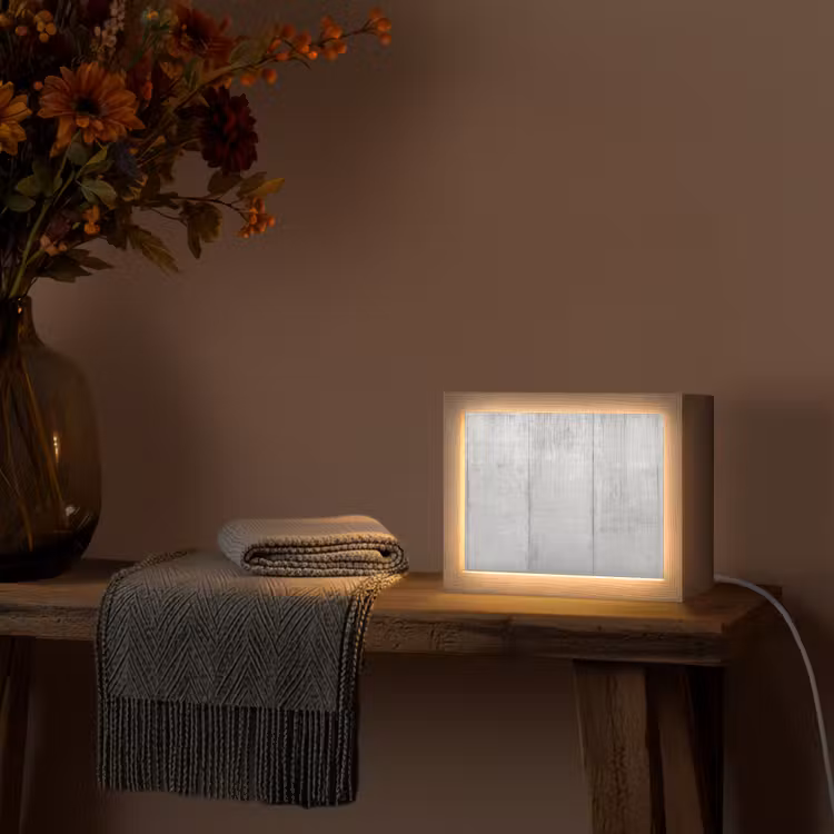 Grijs - Betonlook - Industrieel Light Box met kabel (Tafellamp) klein -sfeer4
