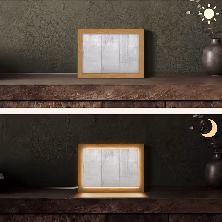 Grijs - Betonlook - Industrieel Light Box met kabel (Tafellamp) klein -sfeer3