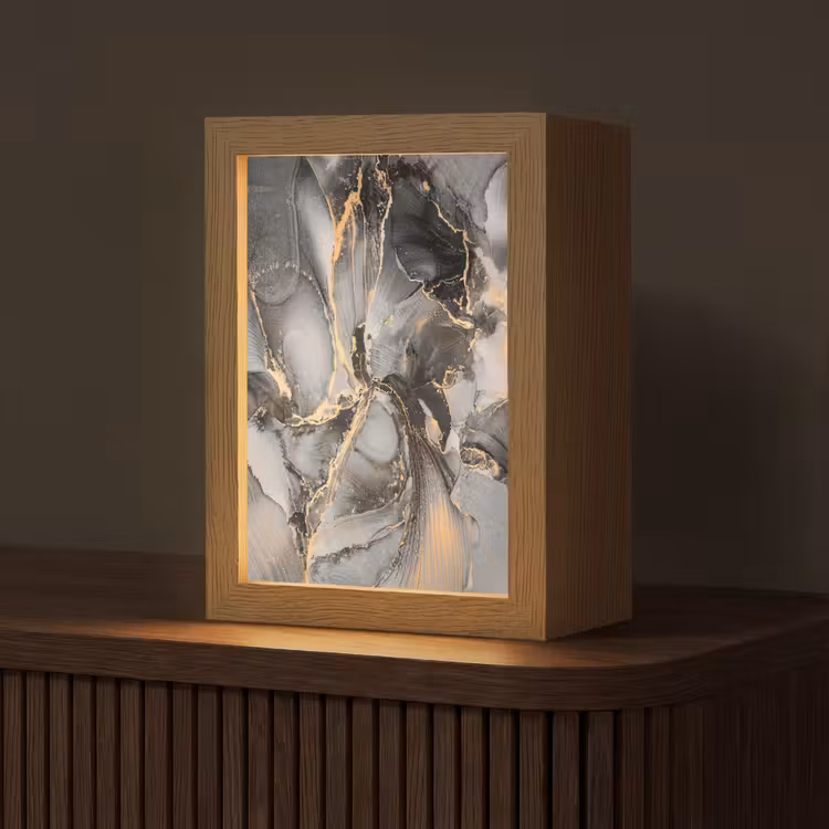 Grijs - Luxe - Goud - Marmer Light Box met kabel (Tafellamp) klein -z3d_website