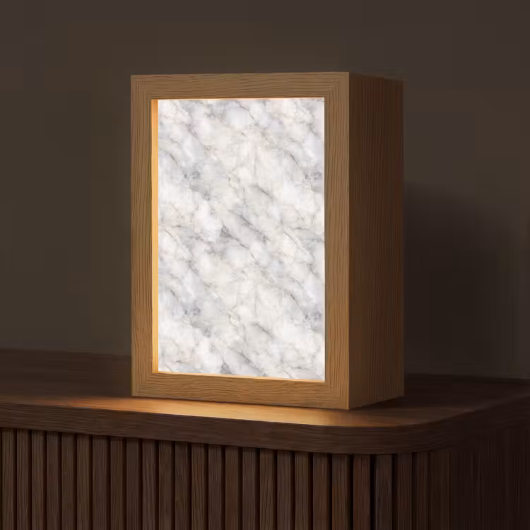 Grijs - Marmer - Gedetailleerd Light Box met kabel (Tafellamp) klein 925 -z3d_website