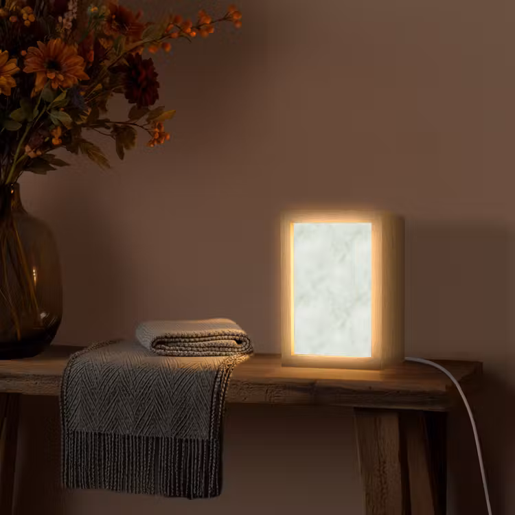 Groen - Marmer - Vloeiende aders Light Box met kabel (Tafellamp) klein 925 -sfeer4