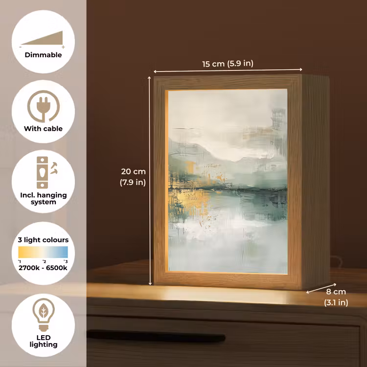 Groen - Modern - Abstract - Goud Light Box met kabel (Tafellamp) klein -USP_EN