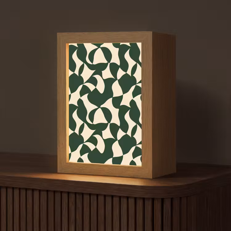 Groen - Organische vlakken - Crème Light Box met kabel (Tafellamp) klein 925 -z3d_website