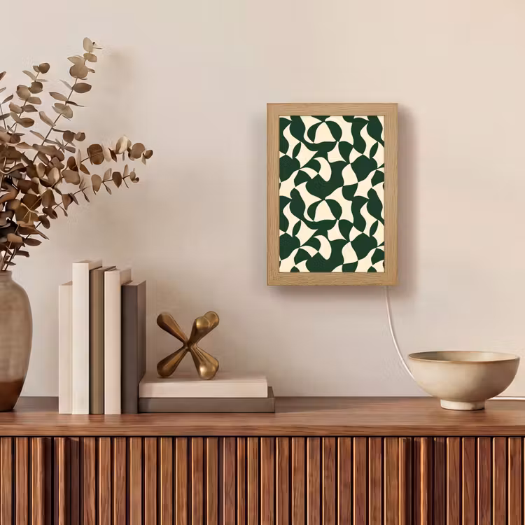 Groen - Organische vlakken - Crème Light Box met kabel (Tafellamp) klein 925 -sfeer2