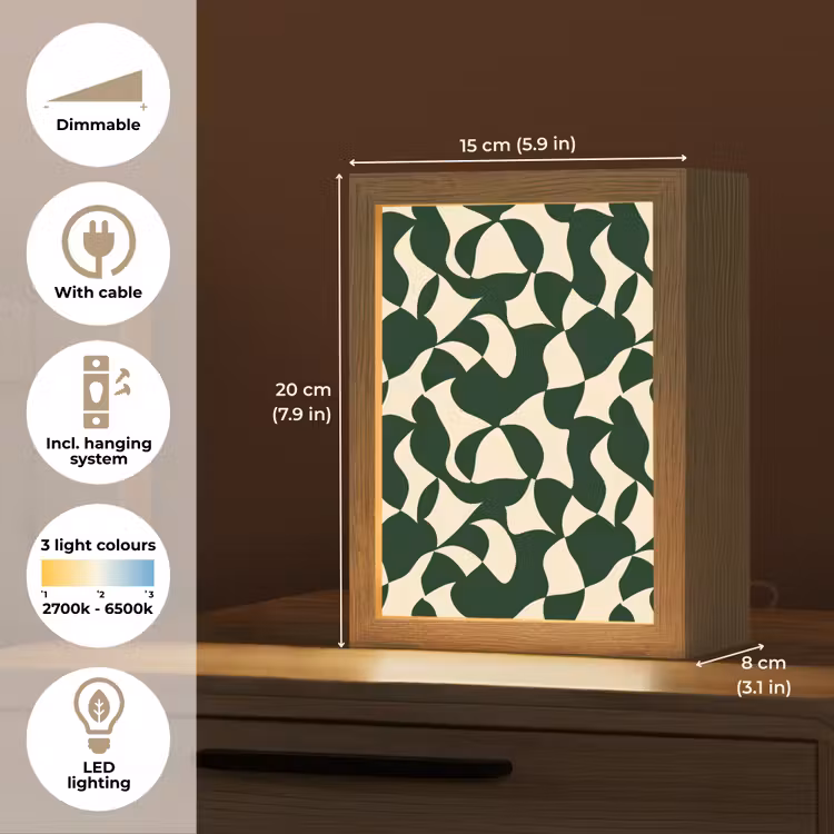 Groen - Organische vlakken - Crème Light Box met kabel (Tafellamp) klein 925 -USP_EN