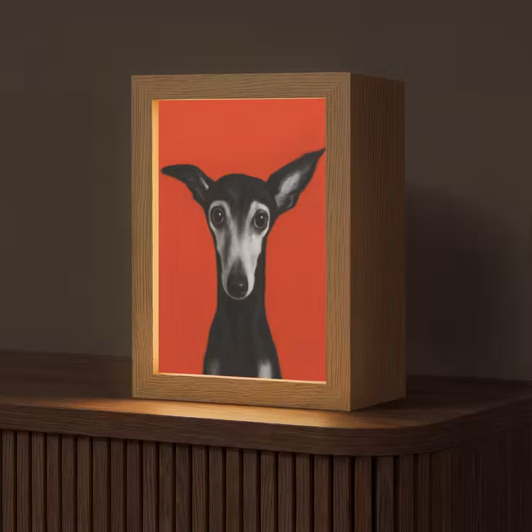 Windhond - Minimalistisch - Rood Light Box met kabel (Tafellamp) klein -z3d_website