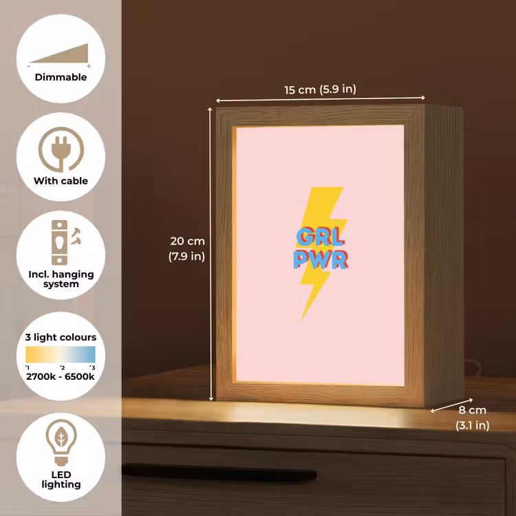 Grl pwr - Bliksem - Roze Light Box met kabel (Tafellamp) klein -USP_EN