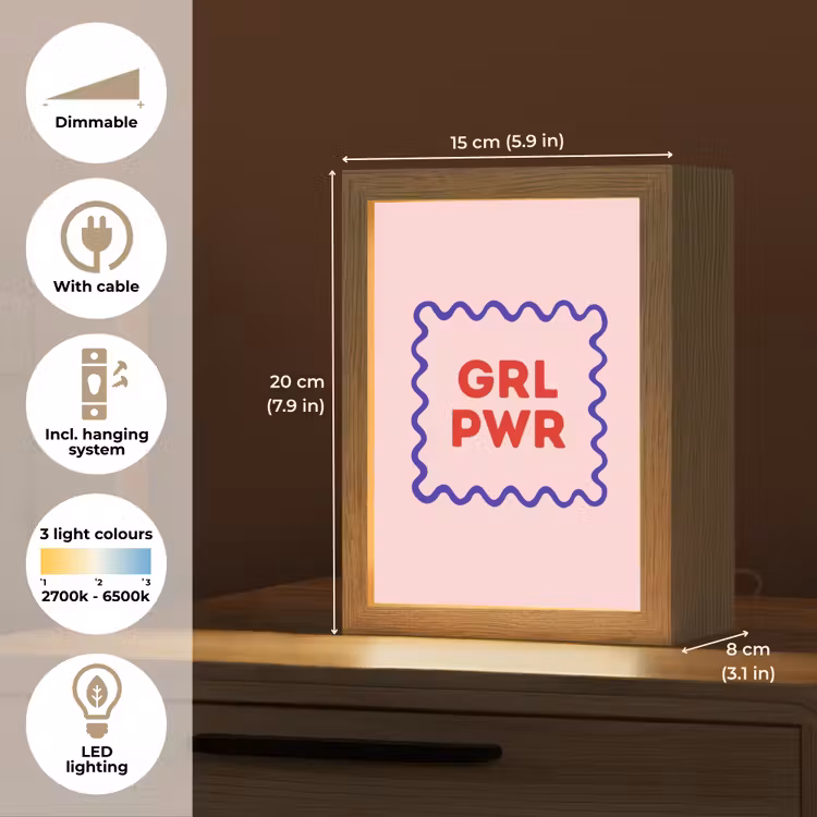 Grl pwr - Roze - Kader Light Box met kabel (Tafellamp) klein -USP_EN