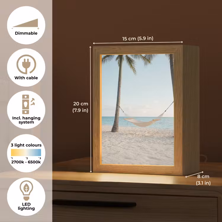 Hangmat - Strand - Wit Light Box met kabel (Tafellamp) klein -USP_EN