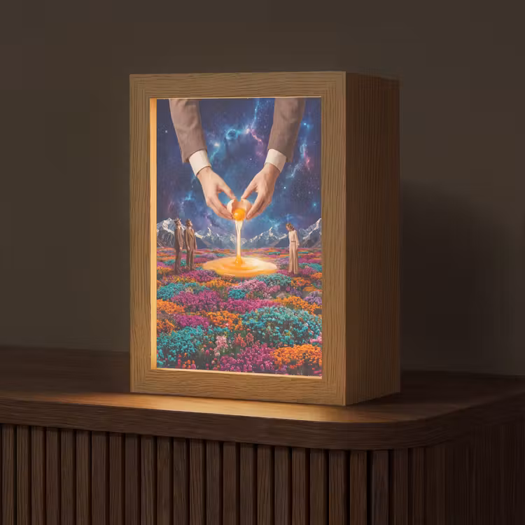 Table Lamp - Hands - Egg - Surrealism - Handen - Ei - Surrealisme Light Box met kabel (Tafellamp) klein