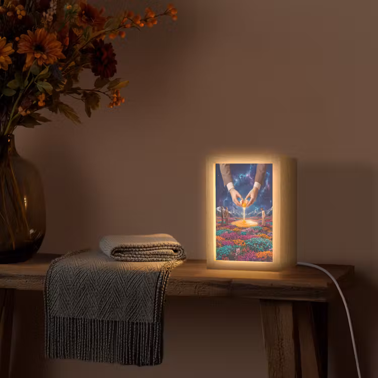 Table Lamp - Hands - Egg - Surrealism - Handen - Ei - Surrealisme Light Box met kabel (Tafellamp) klein
