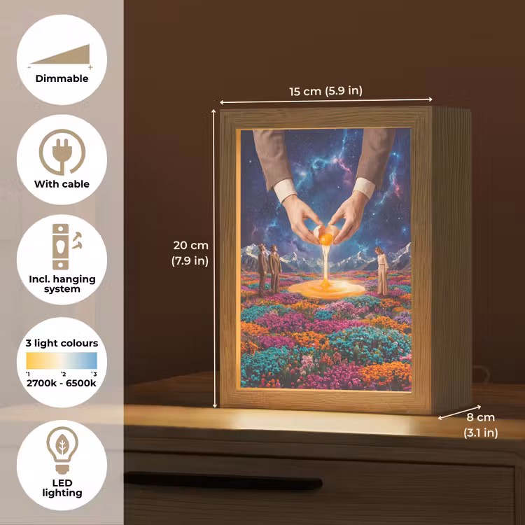 Table Lamp - Hands - Egg - Surrealism - Handen - Ei - Surrealisme Light Box met kabel (Tafellamp) klein