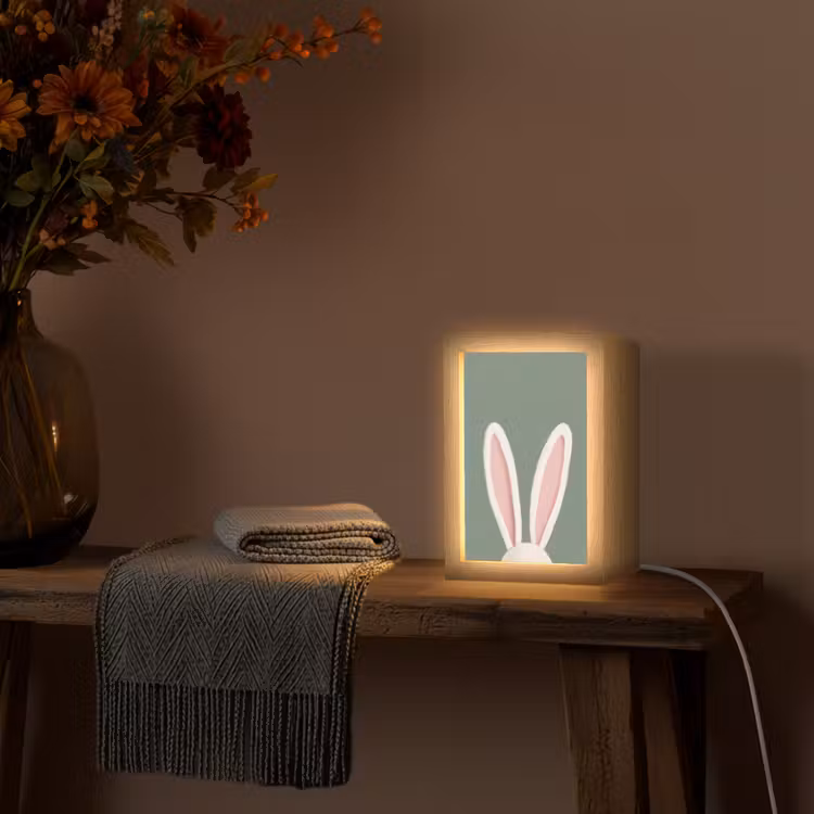 Hazen - Oren - Roze Light Box met kabel (Tafellamp) klein -sfeer4