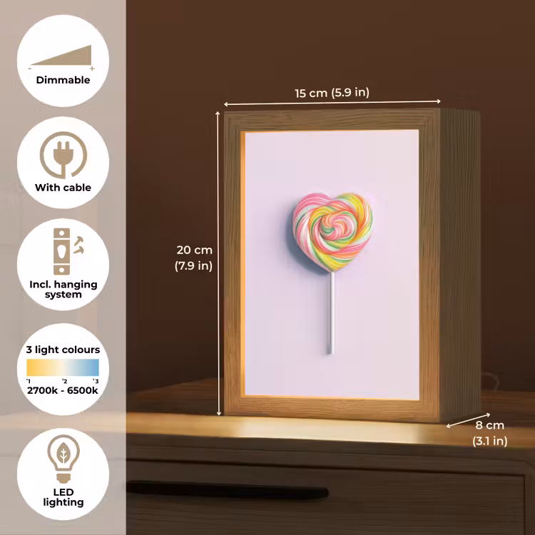 Hart - Lolly - Snoep Light Box met kabel (Tafellamp) klein -USP_EN
