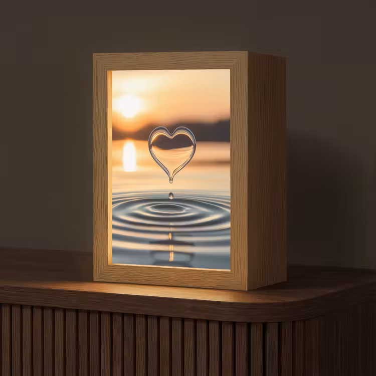 Hart - Water - Zonsondergang - Natuur - Zen Light Box met kabel (Tafellamp) klein -z3d_website