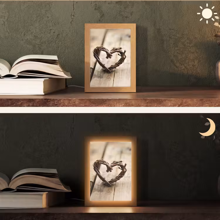 Hart - Hout - Natuur - Takken - Bruin Light Box met kabel (Tafellamp) klein -sfeer3