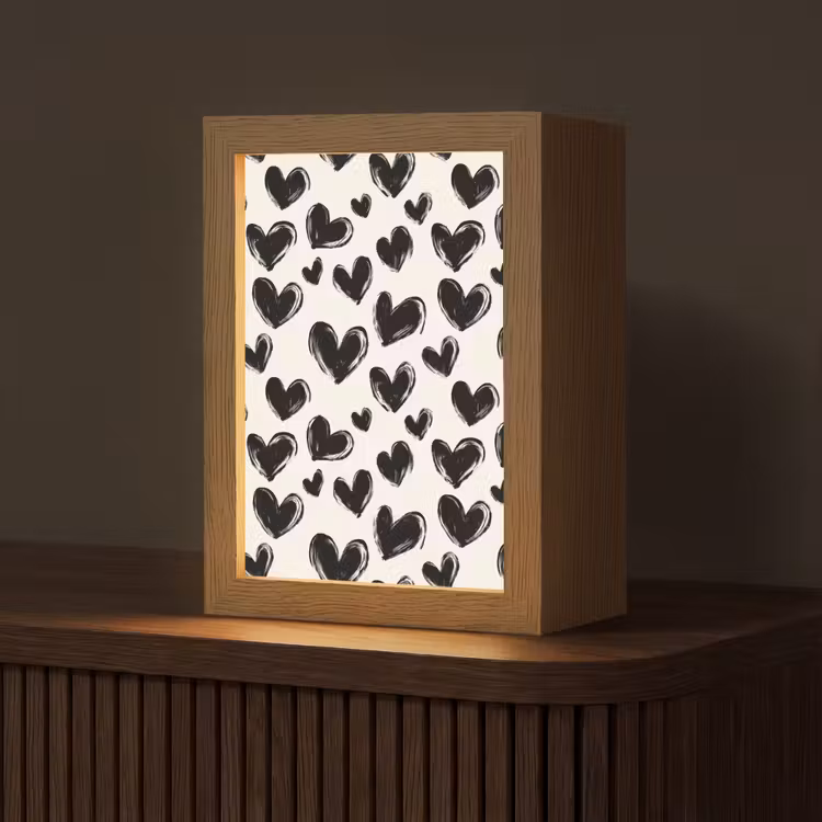 Hartjes - Patroon - Zwart Light Box met kabel (Tafellamp) klein 925 -z3d_website